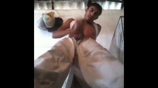 construction worker wanks while on break