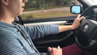 Little Chris jerks off driving us to Grandma’s house