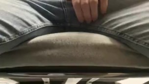 Under desk manager cumming in the office. Hot workplace wanking by big dick married straight guy