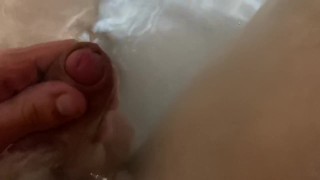 Masturbation in bathroom under water