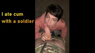 Sucking a huge dick from a soldier in the unit. cum in my mouth