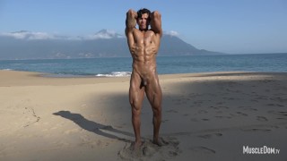 Sexy muscle worship on the beach