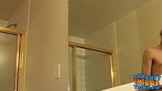 Straight thug shaves his cock and balls before solo stroking