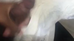 Black ABDL cums in freshly wet diaper