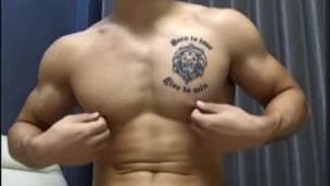 Super handsome hunk jerk&show butt&amazing cum