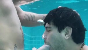 Josh Moore and Ricky Roman underwater blowjob and cumming in the pool