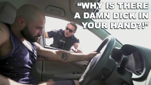 GAYWIRE – Beefcake Muscular Stud Police Officer Fucks Cock Flasher Out In Public