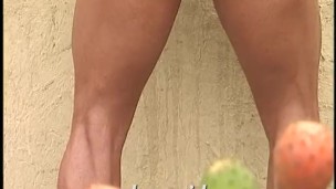 Shredded athlete strips naked and shows off his stunning body