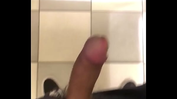 Asian guy jerking off in mall restroom