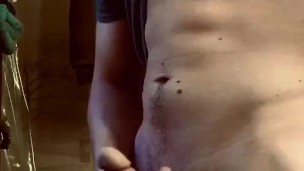 Fit guy jerks his perfect cock!