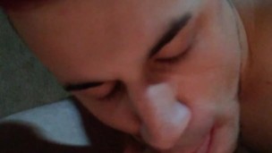 Boy servicing Daddy's thick penis…sucking out all of his precum.