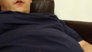 Chubby teen nearly caught by roommate