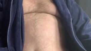 Jerking tiny cock an dropping my robe showing ass an feet