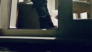 Neighbour CAUGHT wanking through balcony – HOT masturbation, great cumshot