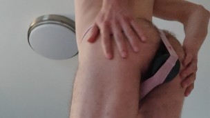 WEBSLUT RECORDING HIMSELF WEARING WOMEN'S UNDERWEAR WITH AN ENORMOUS COCK IS HIS BUTT
