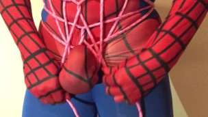 COCK and BALL ROPE BONDAGE TORTURE ** HORNY SPIDER-MAN **