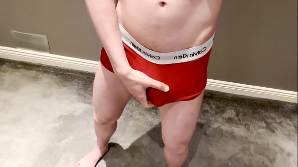 Wanking in my red underwear