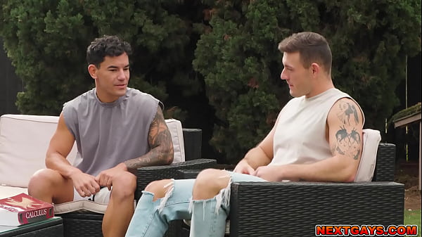 Stepbrothers Ryer Owens And JC Hunt having a hot bareback fuck sesh as they try practicing anal sex