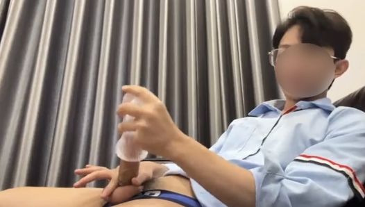 Boyfriends Asian handsome muscle solo male sucking in sexy