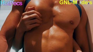 Muscle Asian guy getting nipple played pec adoration