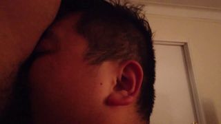 Young Asian cub sucking white daddy