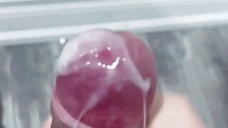 Asian man cum slow motion