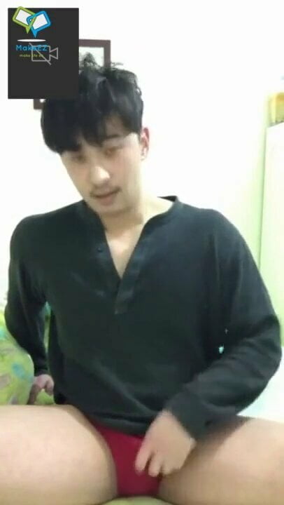 Asian man playing with his cock on the camera