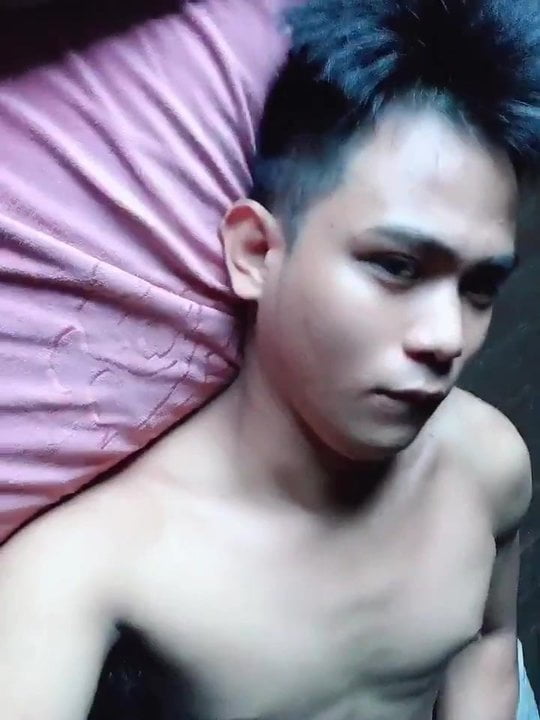 asian twink filming only his cute face while jerking off