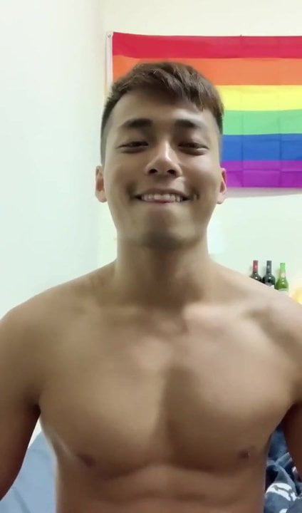 cute asian twink JO off camera with a big splash of cum
