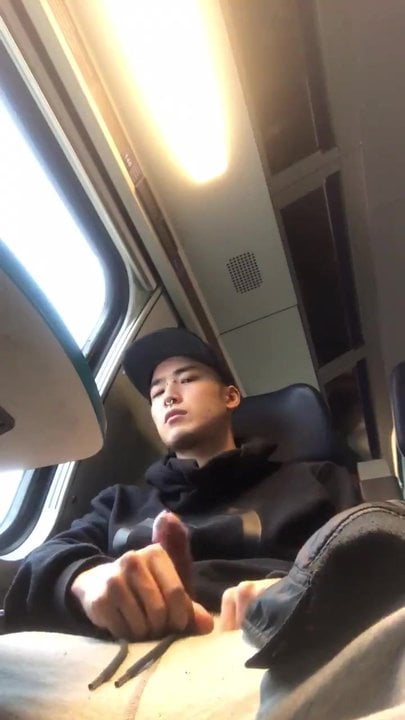 young pierced Asian gets bored in train (34”)