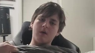 Cute boy jerking cock and cumming