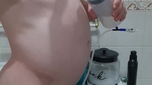 Huge Round Belly Inflation Using My 500ml Syringe