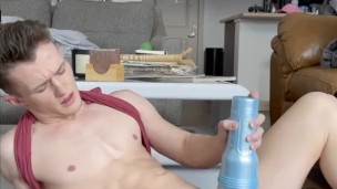 Grant Ducati Strokes His Big Dick With a Fleshjack Until He Cums