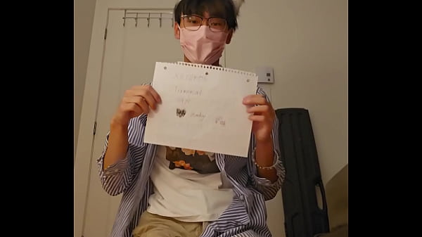 Verification video – White socks asian boy swallow his cum