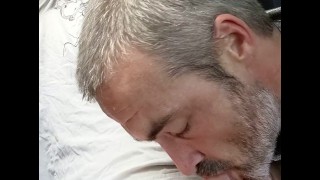 Getting sucked and swallowed by an older guy in his car