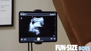 Hung doctor uses ultrasound to show his bare dick in boy