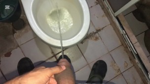 young Latino urinates with his big hose