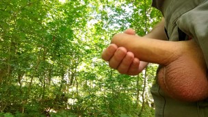 Jerking off in the forest after all day wood chopping