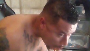 Hot Guy Sucking His Girlfriends Glitter Dildo While Masturbating