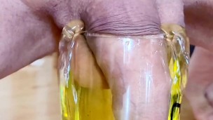 Sissy femboy loves drinking pee