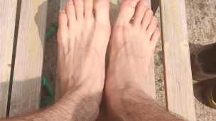 Close up view of my feet outside