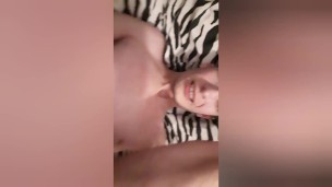 Cute skinny teen with small ass tries to self fuck himself and shoots cum on his face (self facial)