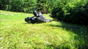 frogman humps an enemy frogman outside