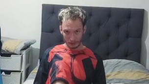 Halloween costume fetish licking my bare feet while dressed as deadpool foot fetish