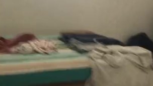 Risky wank & cum by window in hotel room