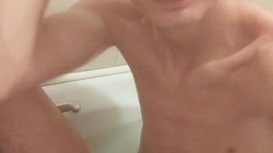 Very very skinny teen undresses in the bathroom and then shows off his skinny perfect body