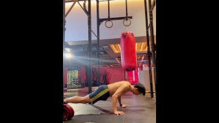 At the gym, playing with my uncut, Asian foreskin under the shower after a sweaty work out.