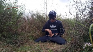 Gay Asian Twink Jon Arteen Speaks French, Masturbates His Smooth Penis In The Rain, Lubricated With