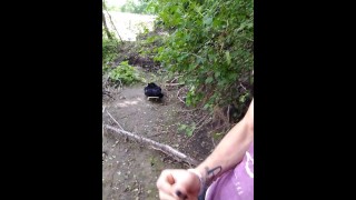 Peaceful masturbation by the river